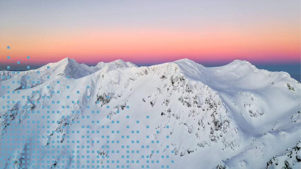 Snowy mountain at sunrise