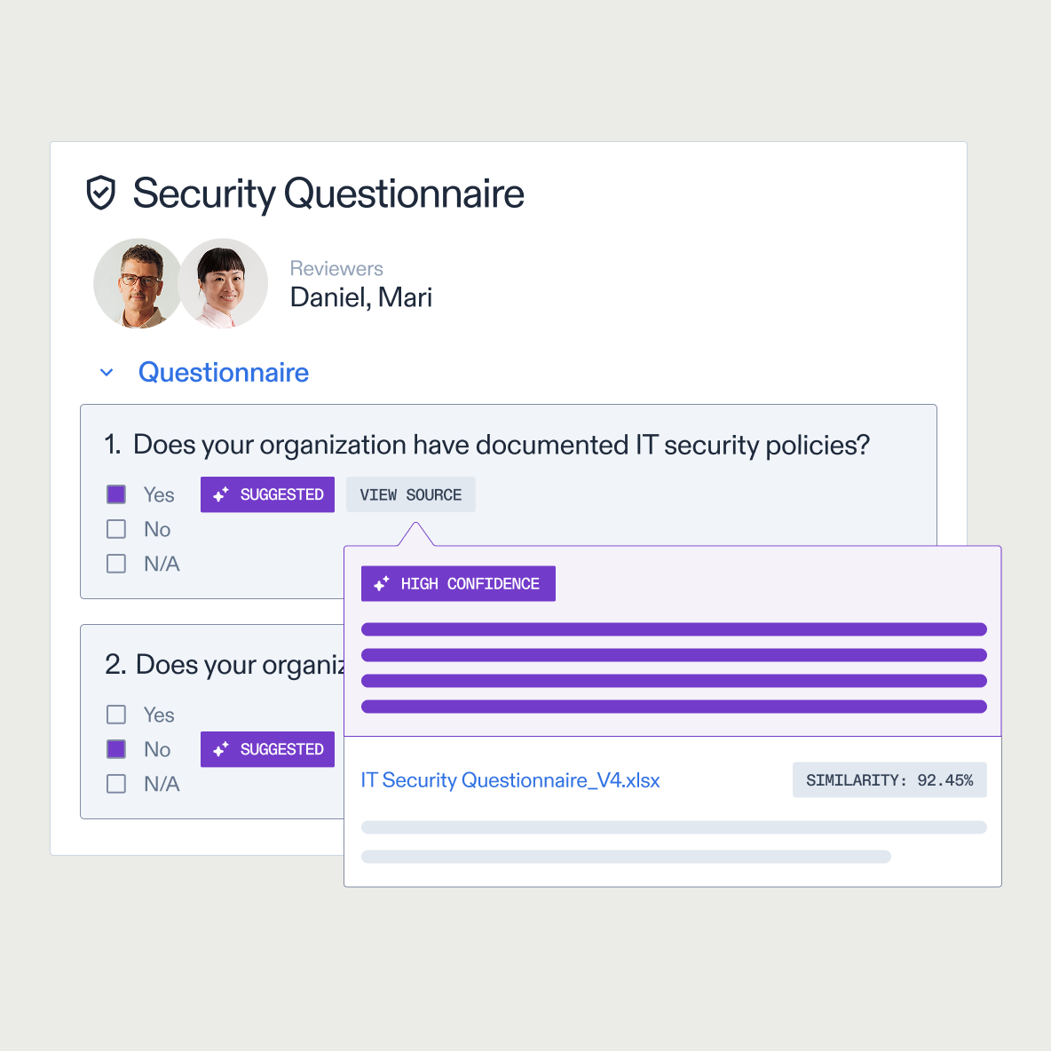 AuditBoard AI automatically inputing data from vendor submission form
