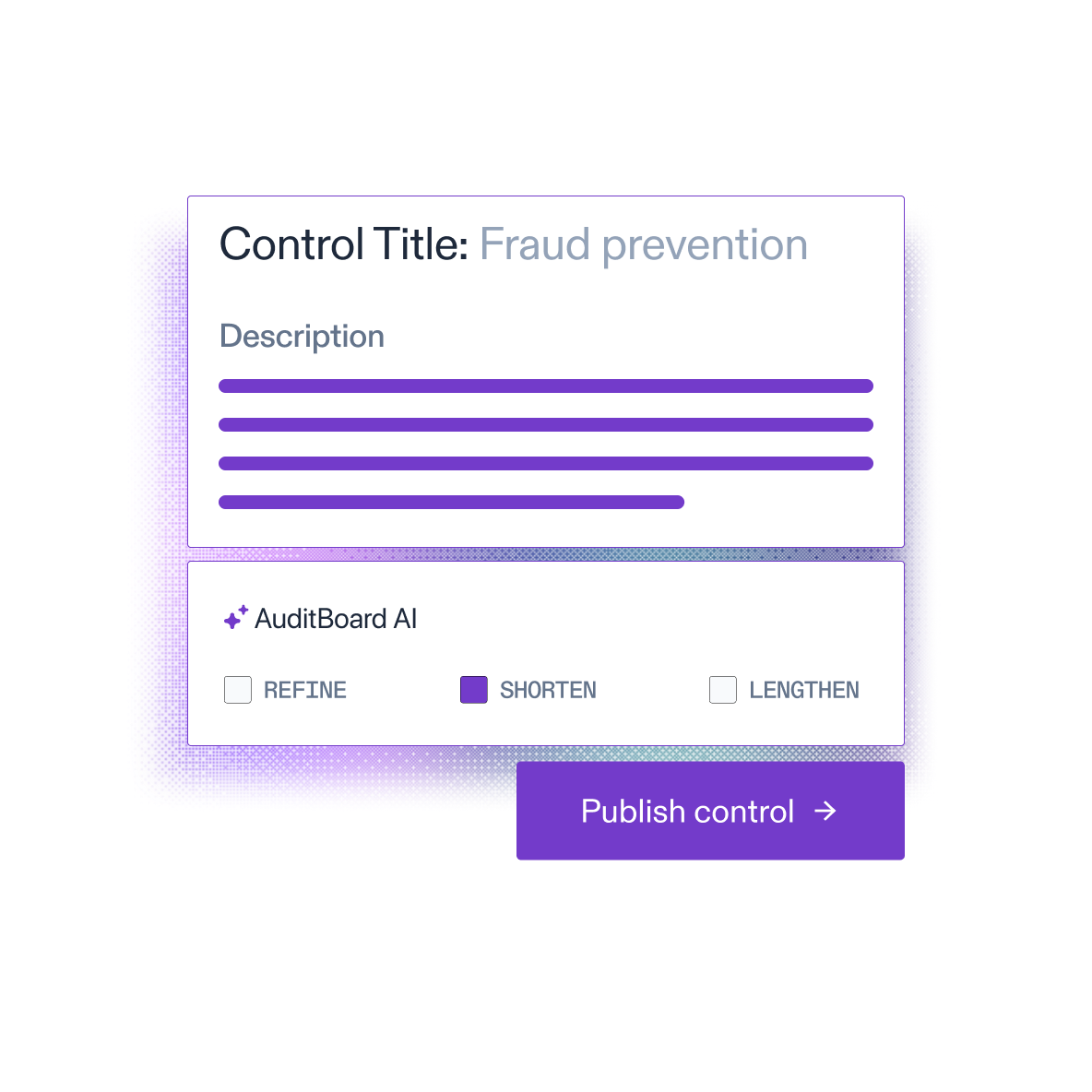 Using AuditBoard AI to shorten control description